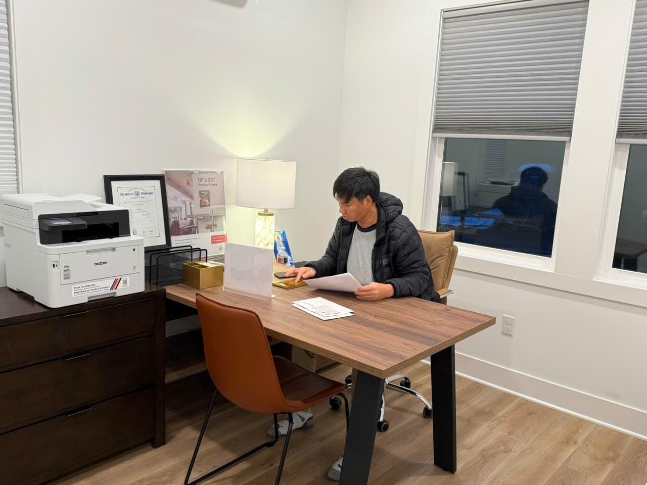 Office with Man Signing Contract